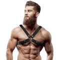 FETISH SUBMISSIVE ATTITUDE - MENS ADJUSTABLE ECO-LEATHER CROSS CHEST BULLDOG HARNESS