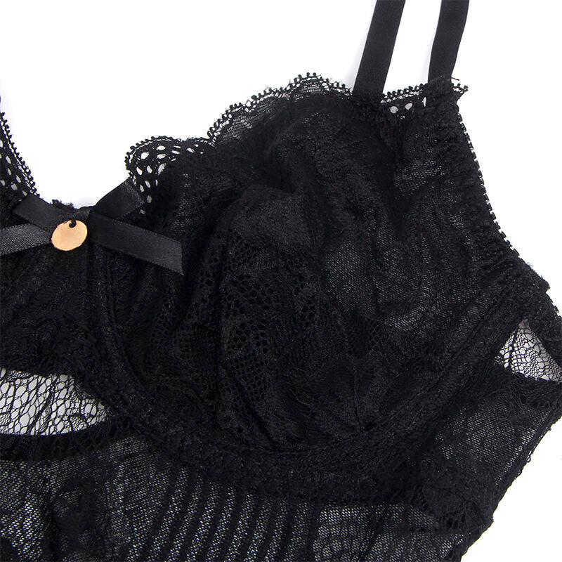 SUBBLIME - 955618 LACE BODYSUIT WITH BOTTOM CLOSURE BLACK S/M