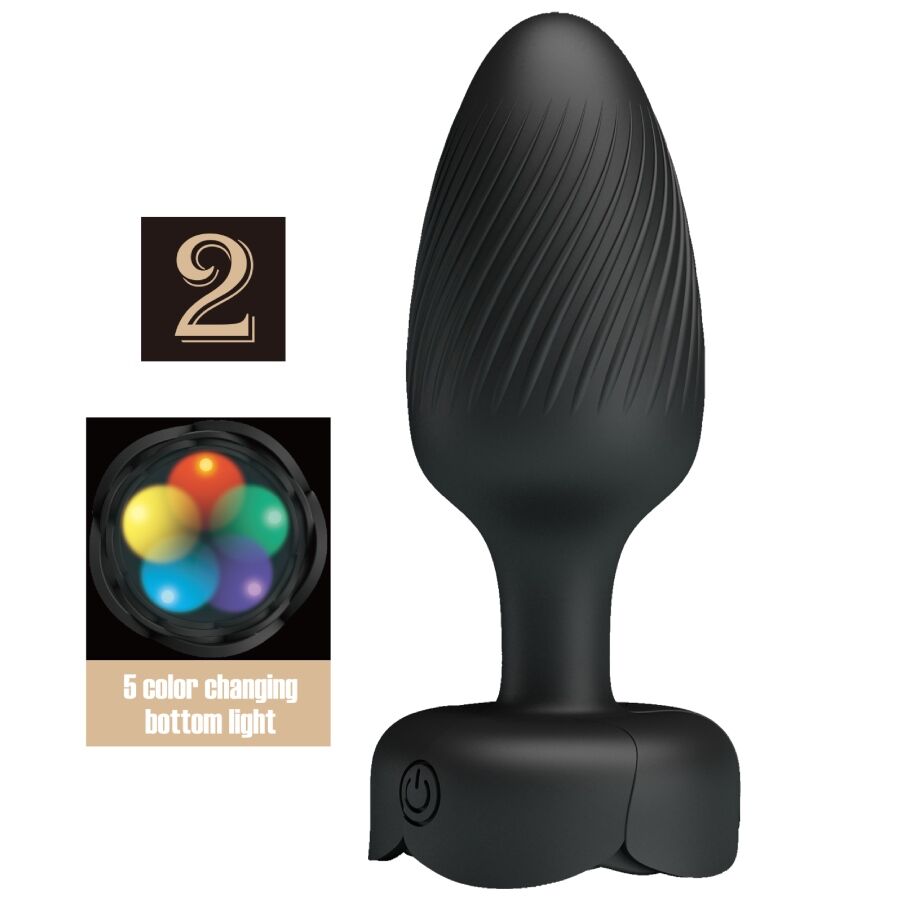 PRETTY LOVE - VARIAN ANAL PLUG WITH  LED LIGHT BLACK 10.8 CM product image