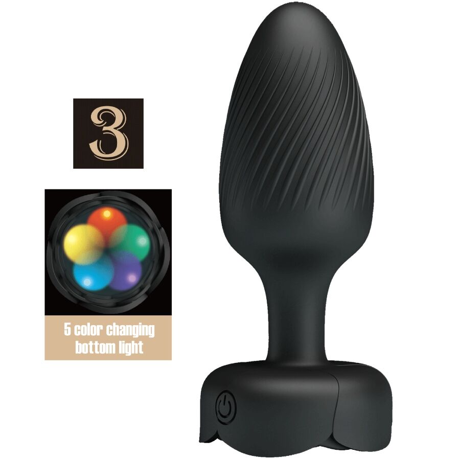 PRETTY LOVE - OSBORN ANAL PLUG WITH  LED LIGHT BLACK 9.8 CM product image