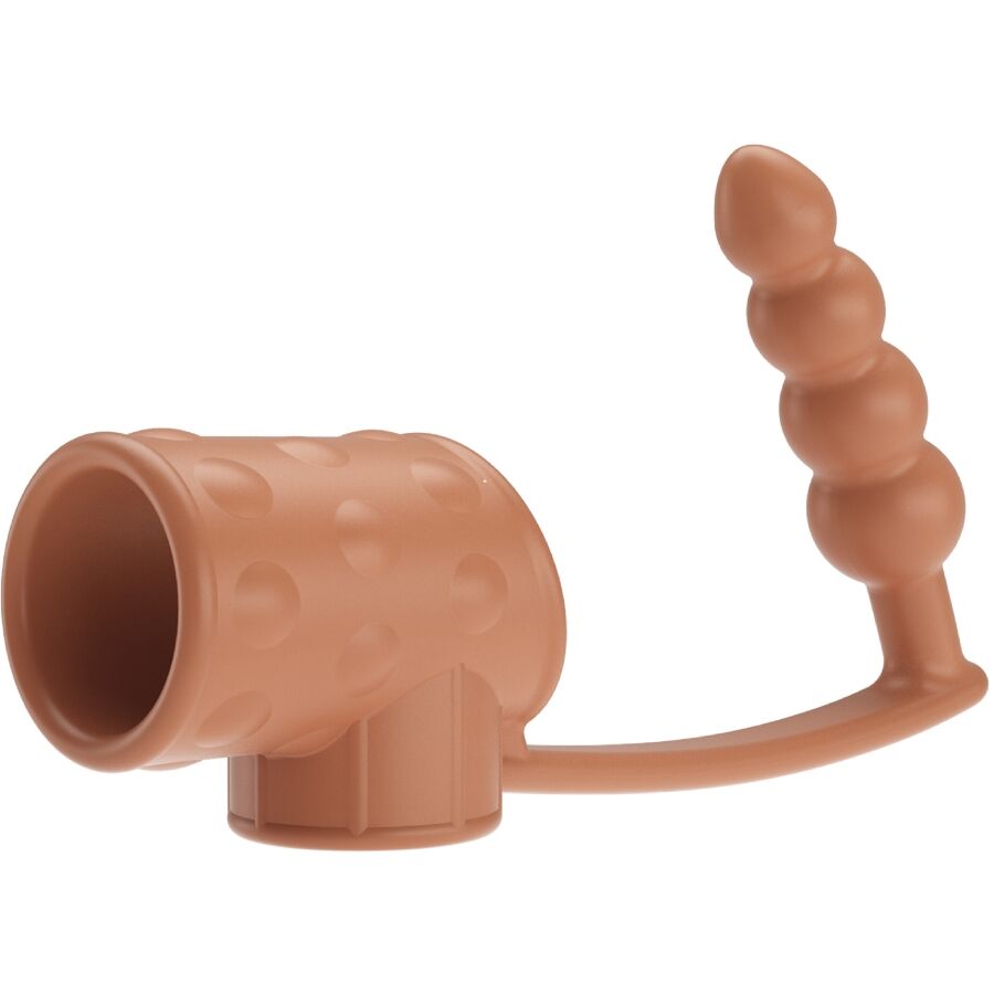 PRETTY LOVE - PENIS SLEEVE WITH ANAL PLUG NATURAL