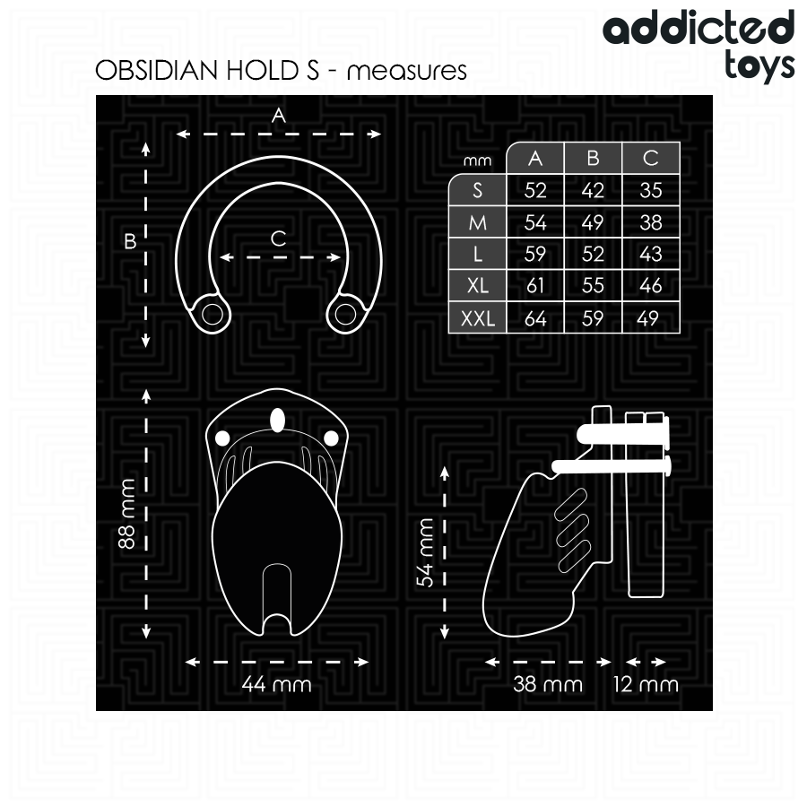 ADDICTED TOYS LOCKED - OBSIDIAN HOLD PENIS CAGE SIZE S