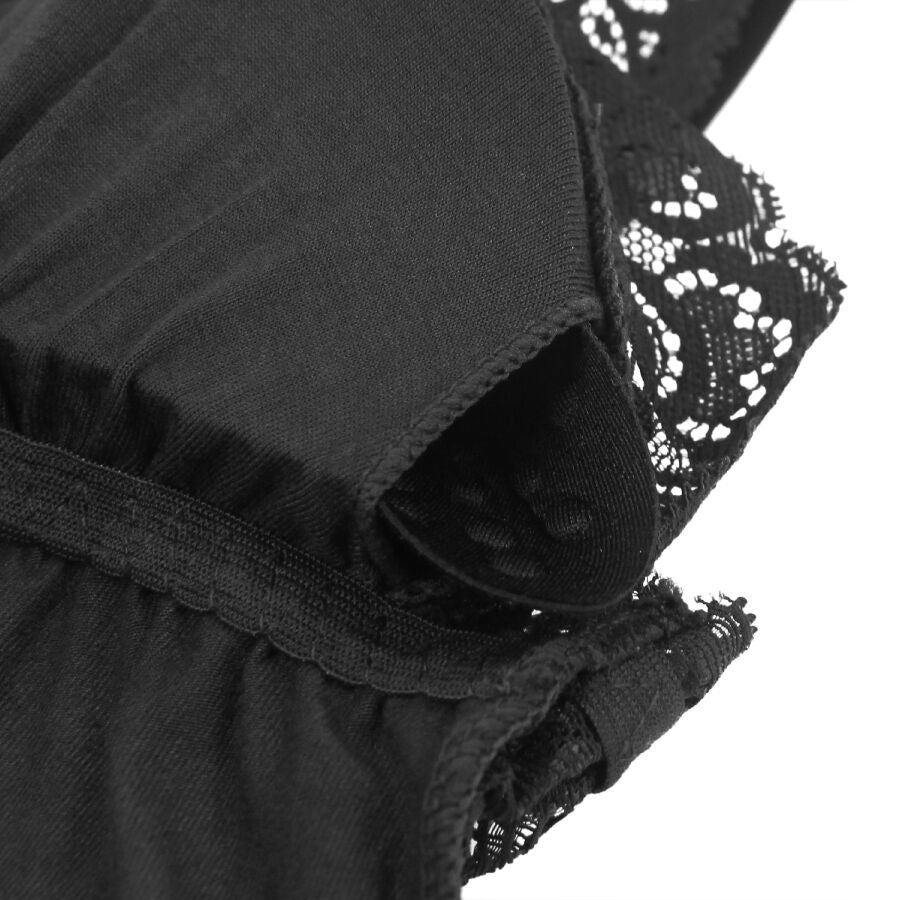 SUBBLIME - BLACK FLORAL LACE DETAIL TEDDY S/M