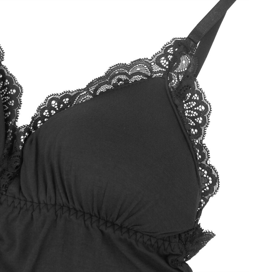 SUBBLIME - BLACK FLORAL LACE DETAIL TEDDY L/XL