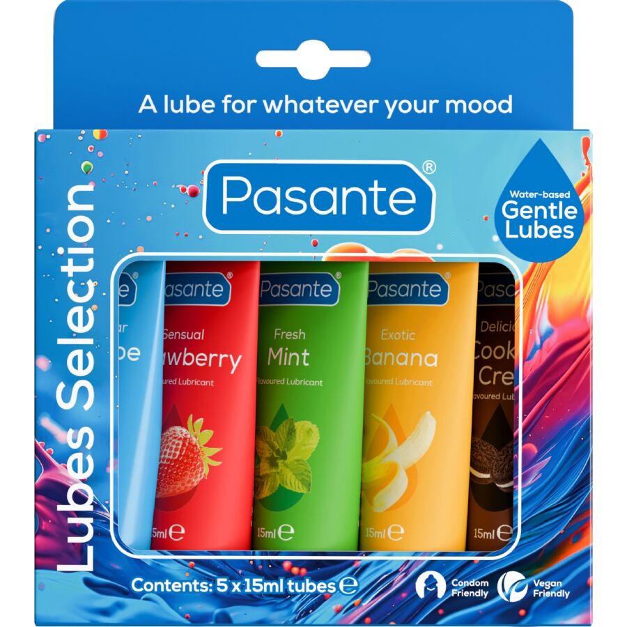 PASANTE - PACK ASSORTED FLAVOR LUBRICANTS 5 UNITS X 15 ML