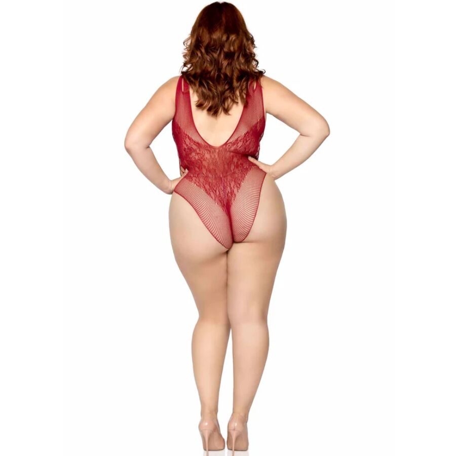 LEG AVENUE - 81641X SEAMLESS BODYSUIT BURGUNDY SIZE 1X/2X