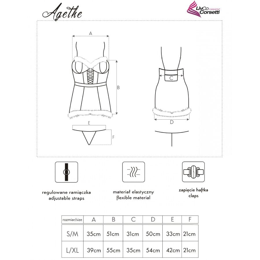 LIVCO CORSETTI FASHION - AGETHE LC 90607 CHEMISE + THONG + CHRISTMAS HAT L/XL