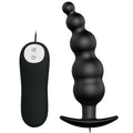 PRETTY LOVE - ANAL PLUG SILICONE EXTRA STIMULATION AND 12 VIBRATION MODES BLACK REMOTE CONTROL